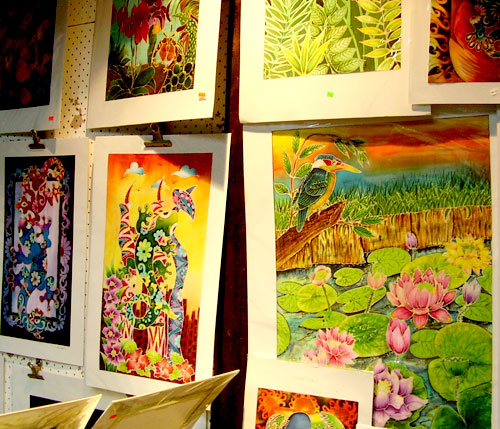 Malaysian batik wall hangings