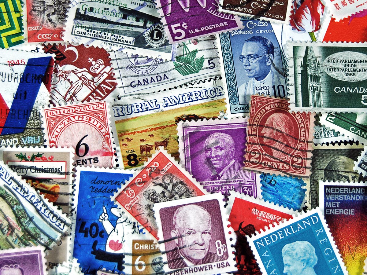 Stamp album, collecting stamps, hobby, hobbies, philately Stock