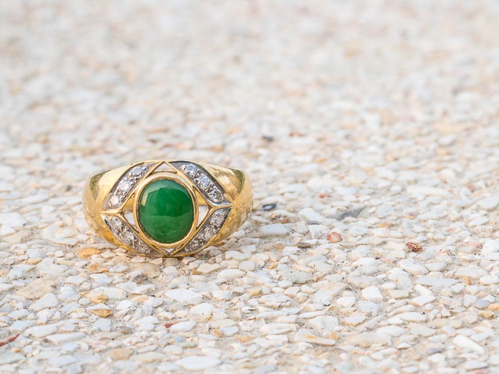 Gold jade jewelry ring