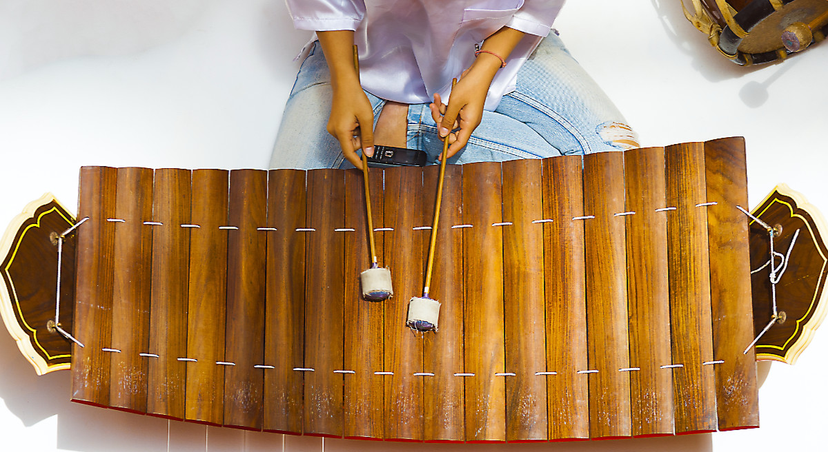 Thai Traditional Music Instrument Xylophone Gamelan Teak Wood Decor Collectibles 